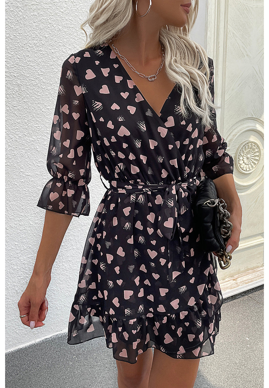 Print Surplice Neck Dress