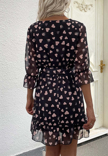 Print Surplice Neck Dress