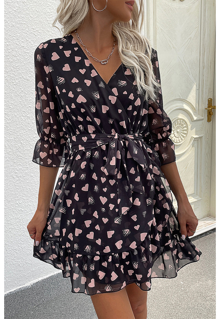 Print Surplice Neck Dress