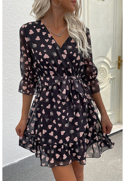 Print Surplice Neck Dress