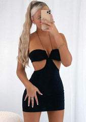 Halter Tying Cut Out Bandeau Mini Dress
