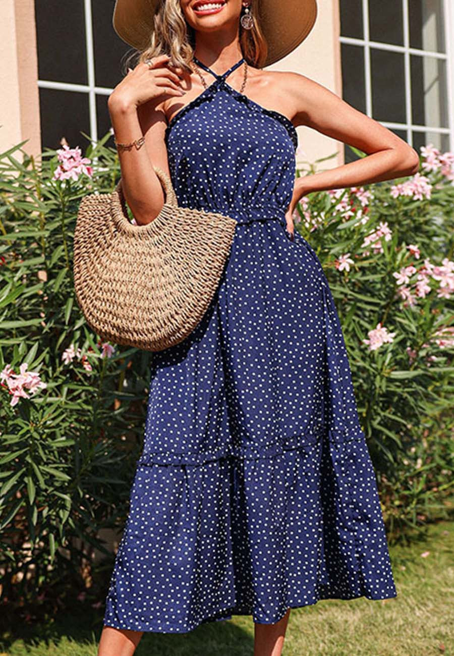 Polka Halter Neck Dress