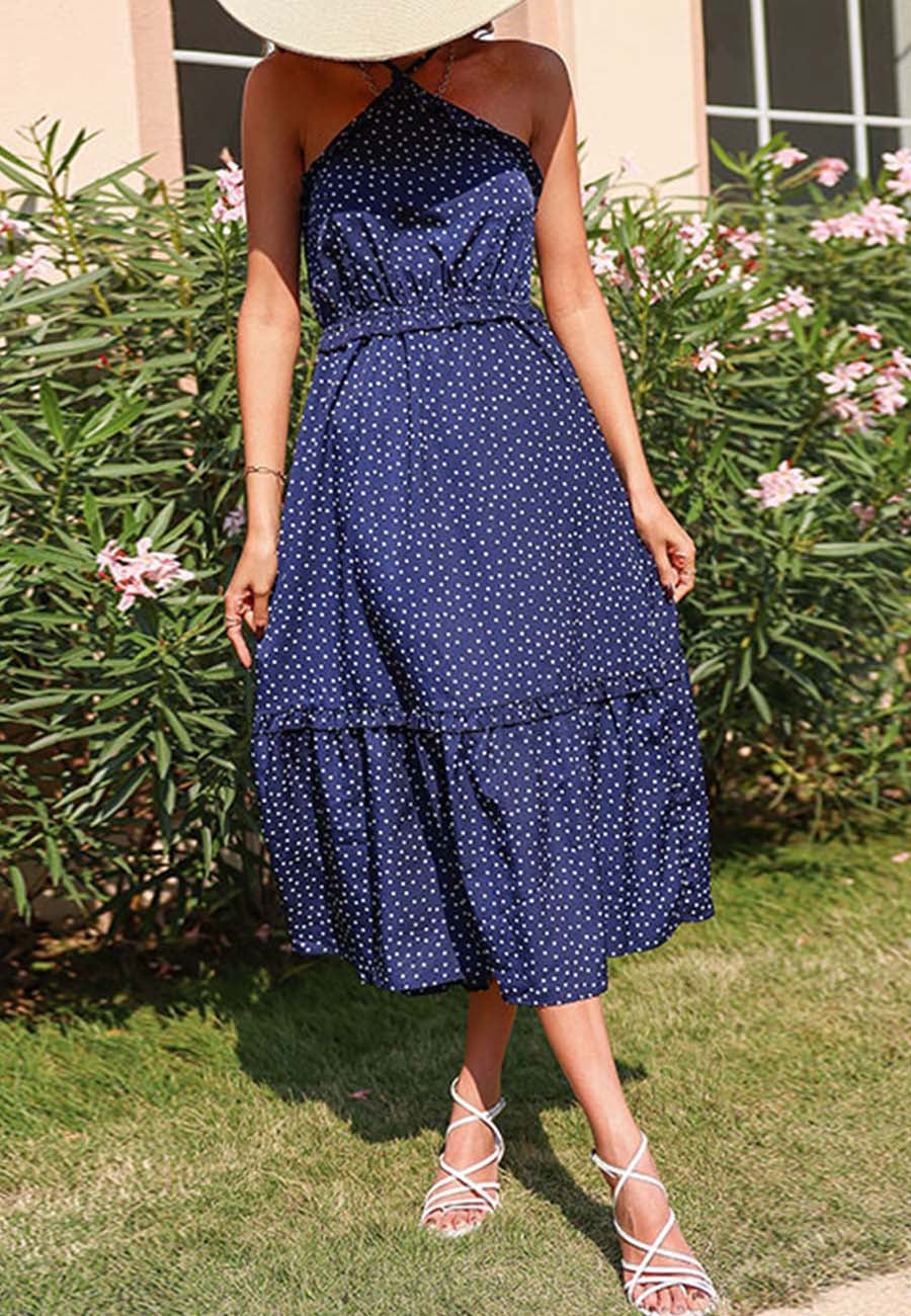 Polka Halter Neck Dress