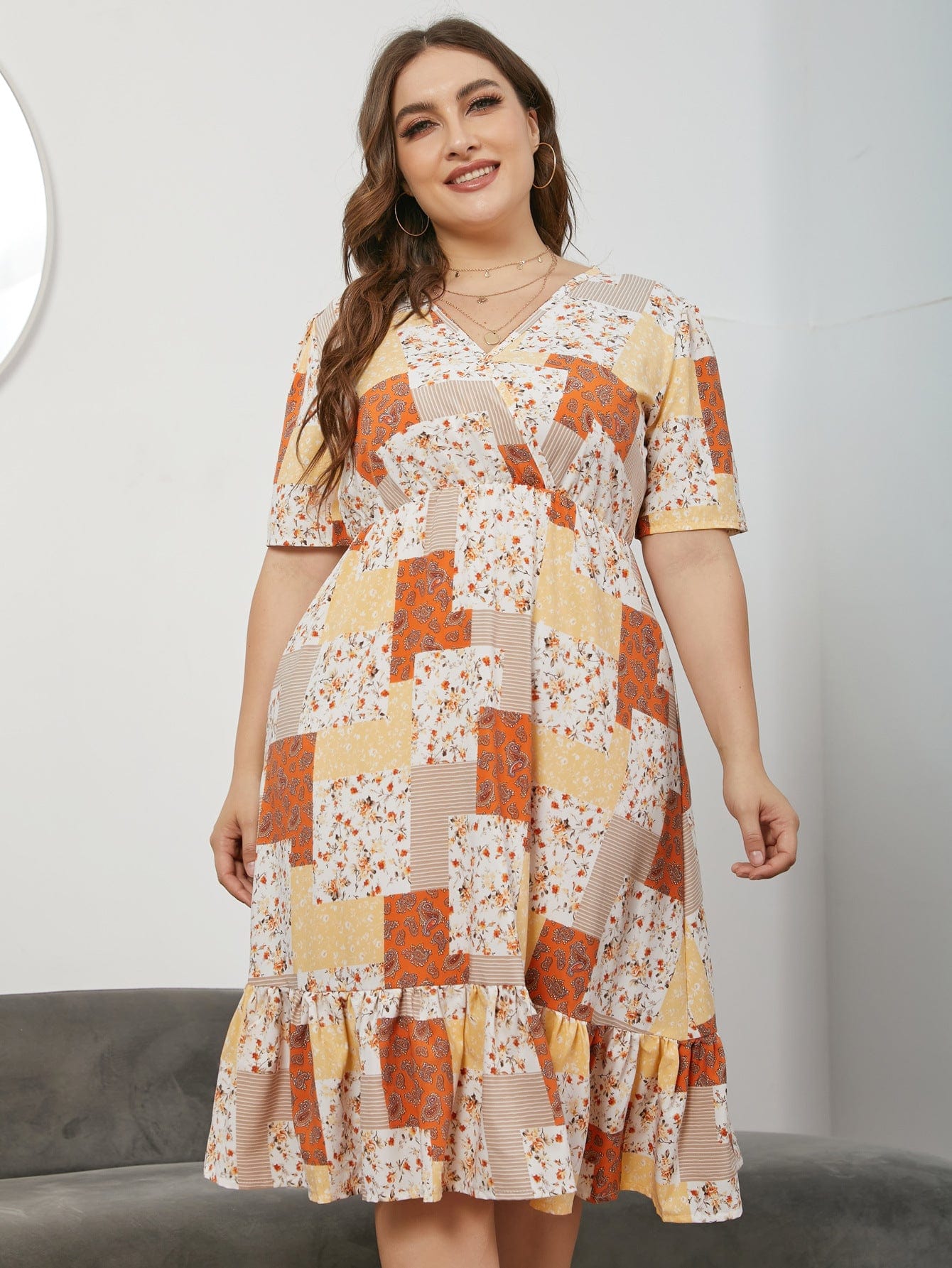 Mixed Patchwork Print Dress