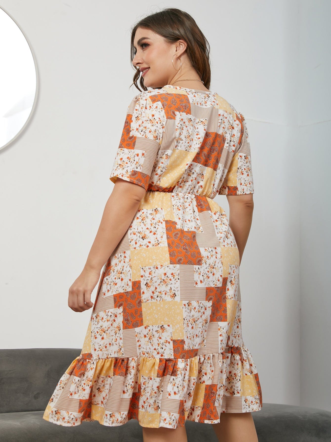 Mixed Patchwork Print Dress