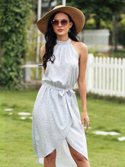 Neck Overlap Hem Dress