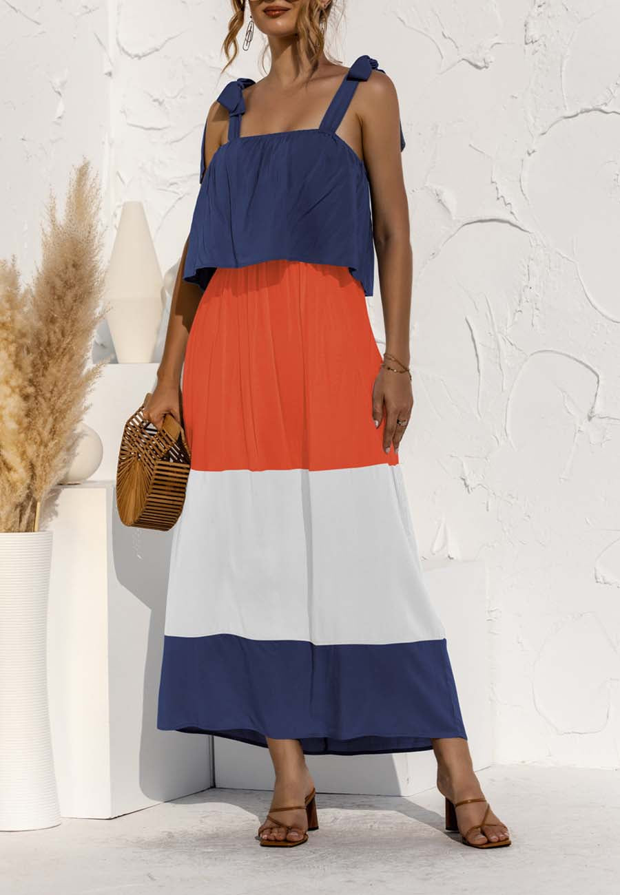 Shoulder Color Block Dress