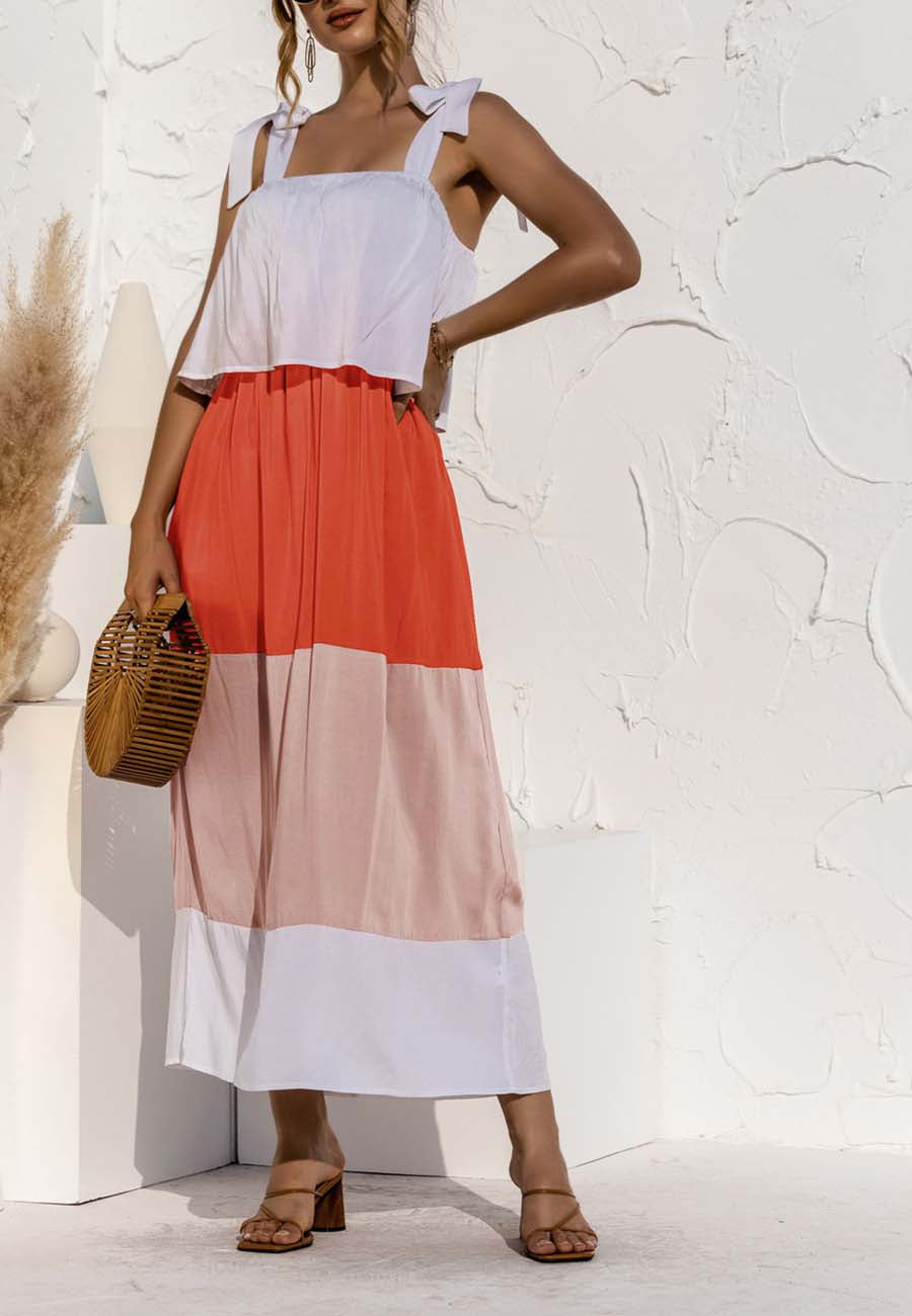 Shoulder Color Block Dress