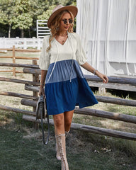 Neck Color Block Dress