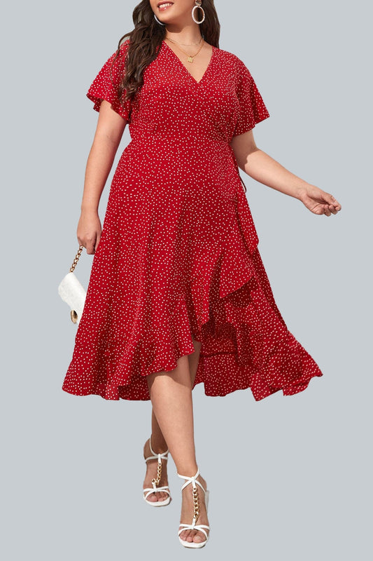 Plus Polka Dot Ruffle Dress