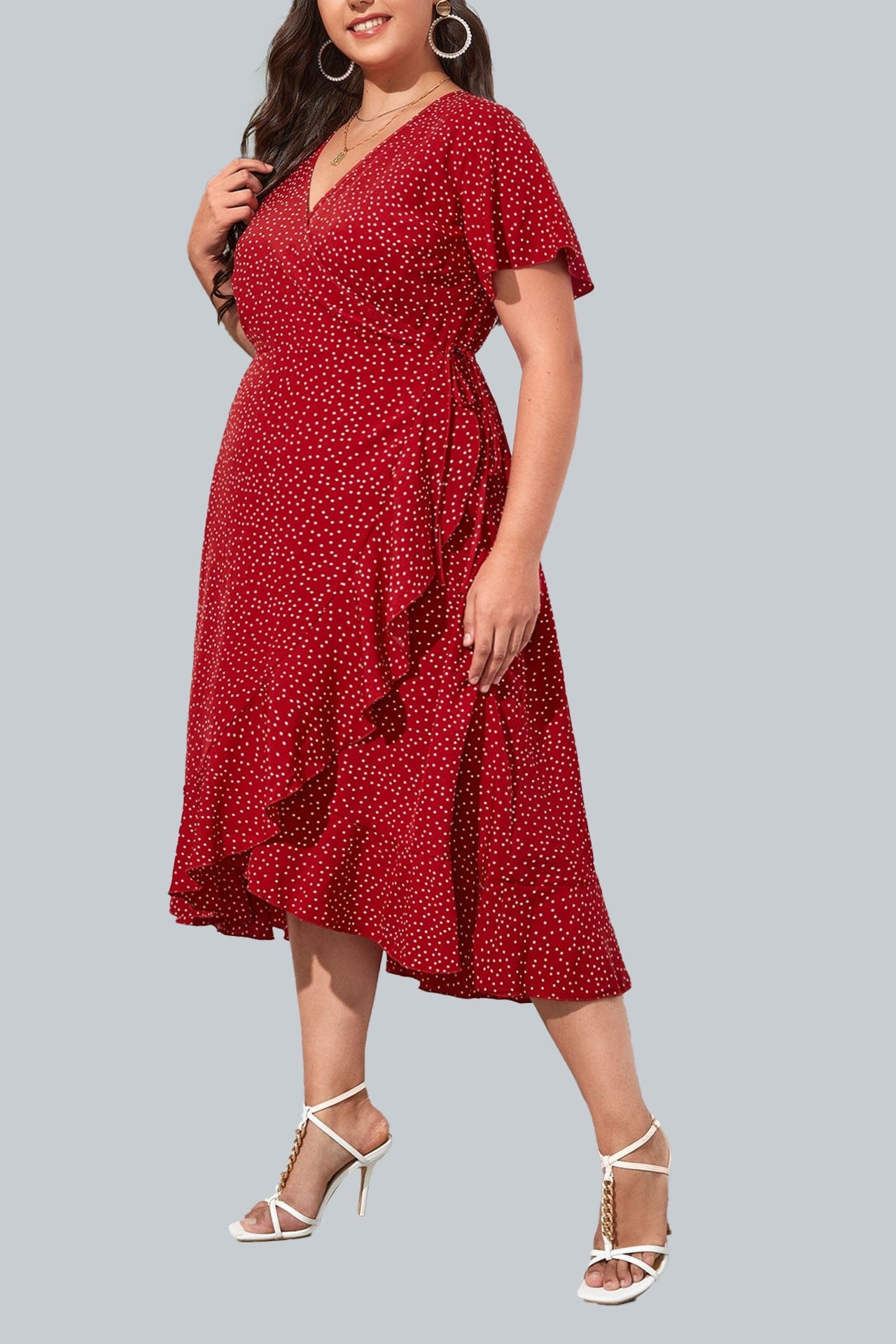 Plus Polka Dot Ruffle Dress