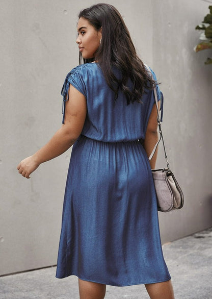 Plus Drawstring Sleeve Dress