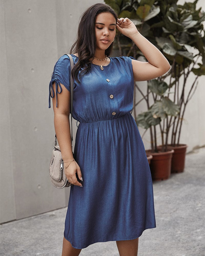 Plus Drawstring Sleeve Dress