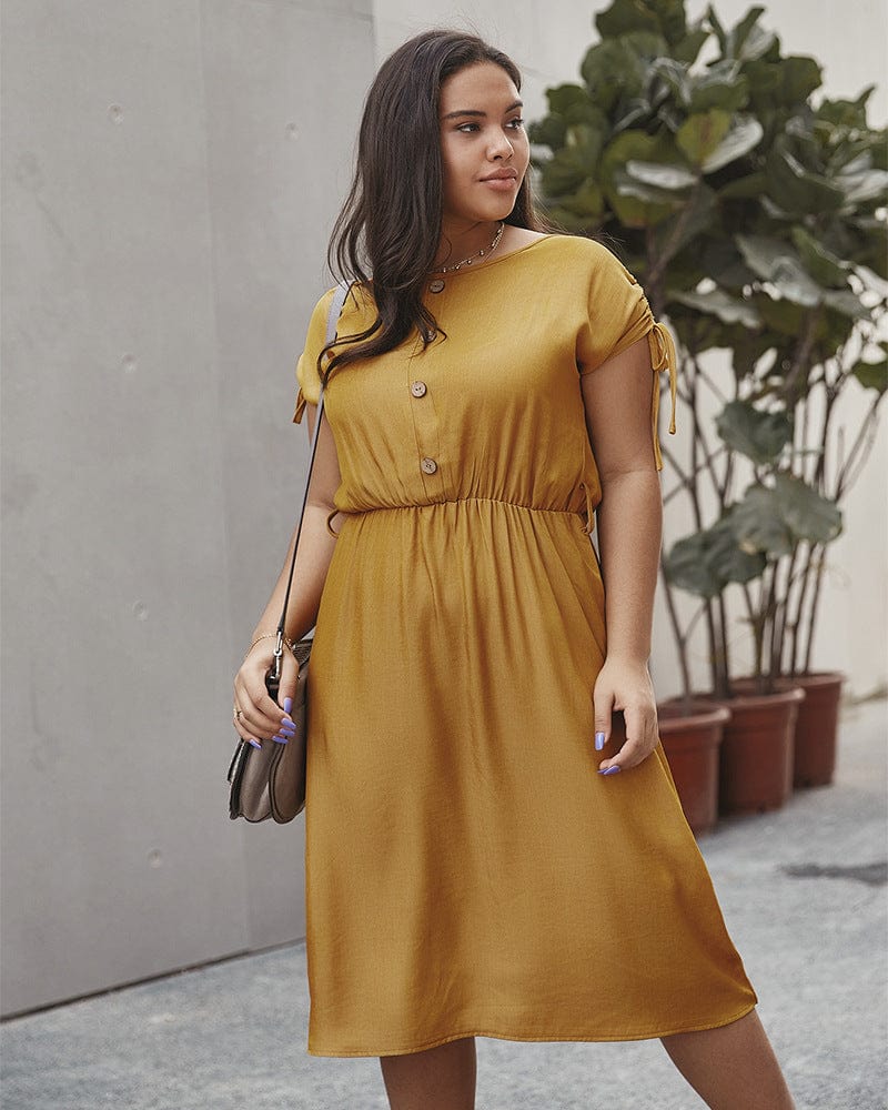 Plus Drawstring Sleeve Dress