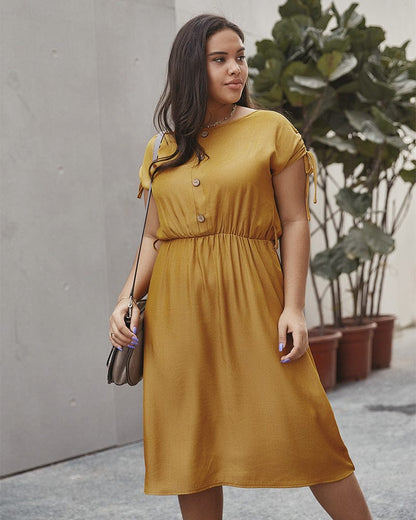 Plus Drawstring Sleeve Dress