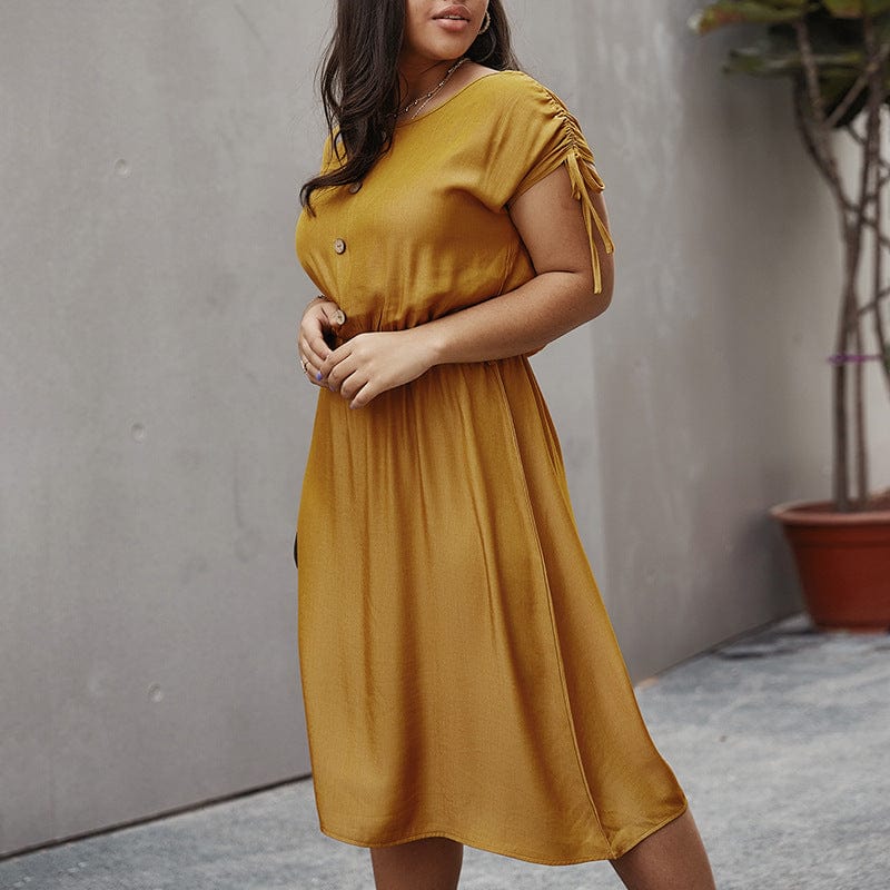 Plus Drawstring Sleeve Dress