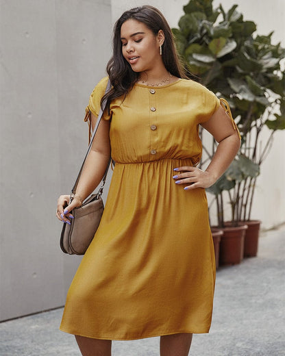 Plus Drawstring Sleeve Dress
