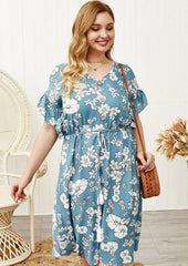 Plus Sleeve Drawstring Waist Dress