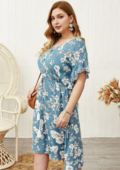 Plus Sleeve Drawstring Waist Dress