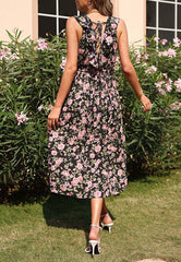 Ruffle Back Pleated Dress