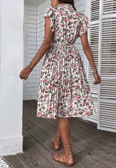 Tie Ruffle Neck Dress