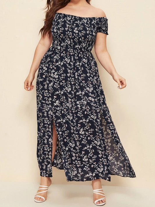 Plus Size Off Floral Maxi Dress