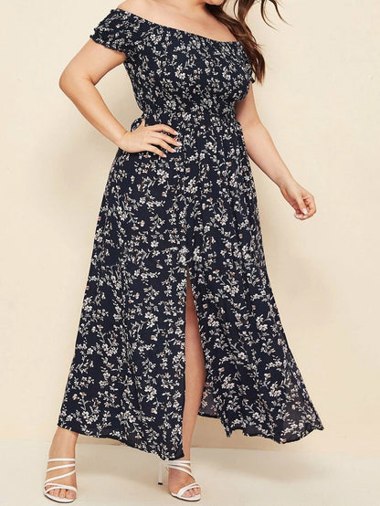 Plus Size Off Floral Maxi Dress