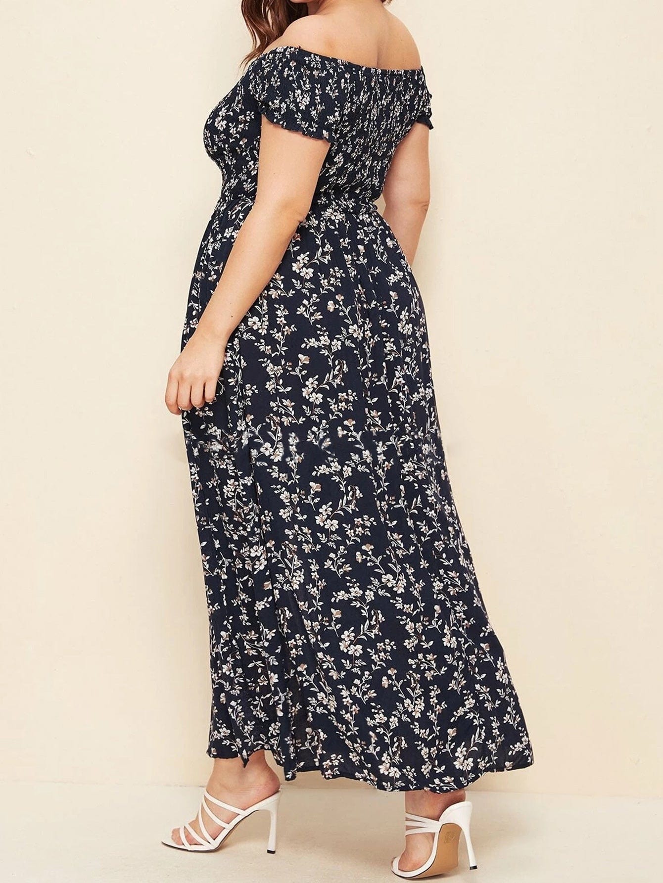 Plus Size Off Floral Maxi Dress