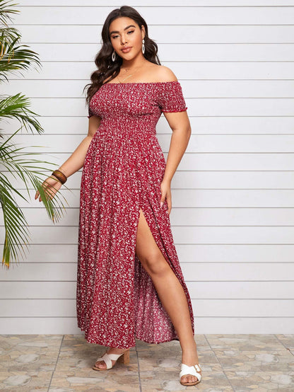 Plus Size Off Floral Maxi Dress