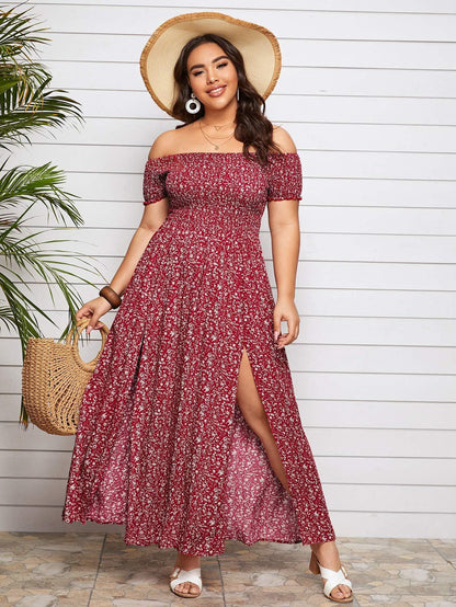 Plus Size Off Floral Maxi Dress