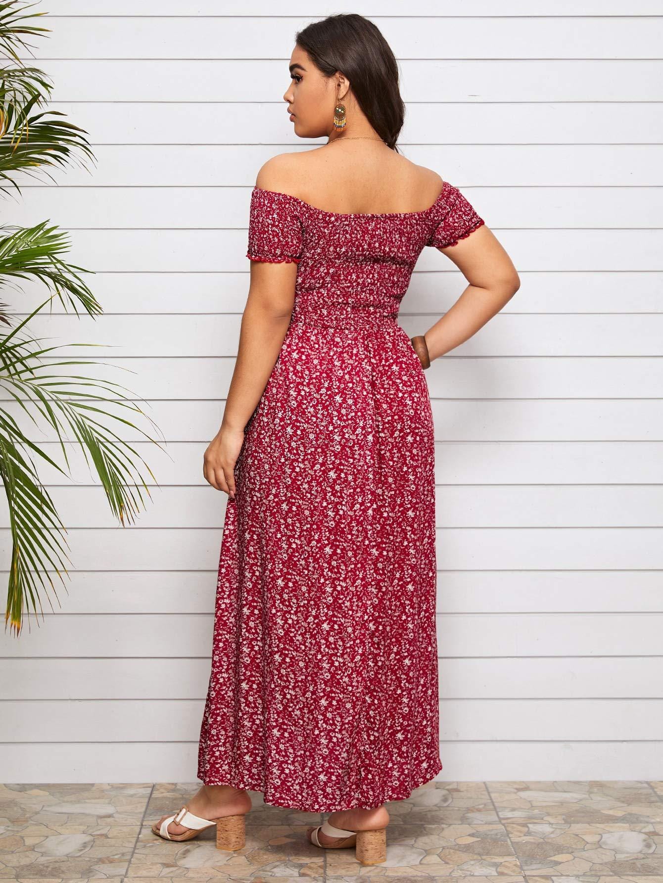 Plus Size Off Floral Maxi Dress