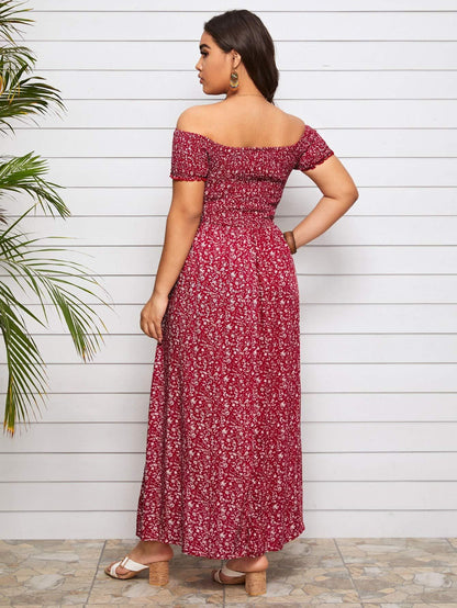 Plus Size Off Floral Maxi Dress