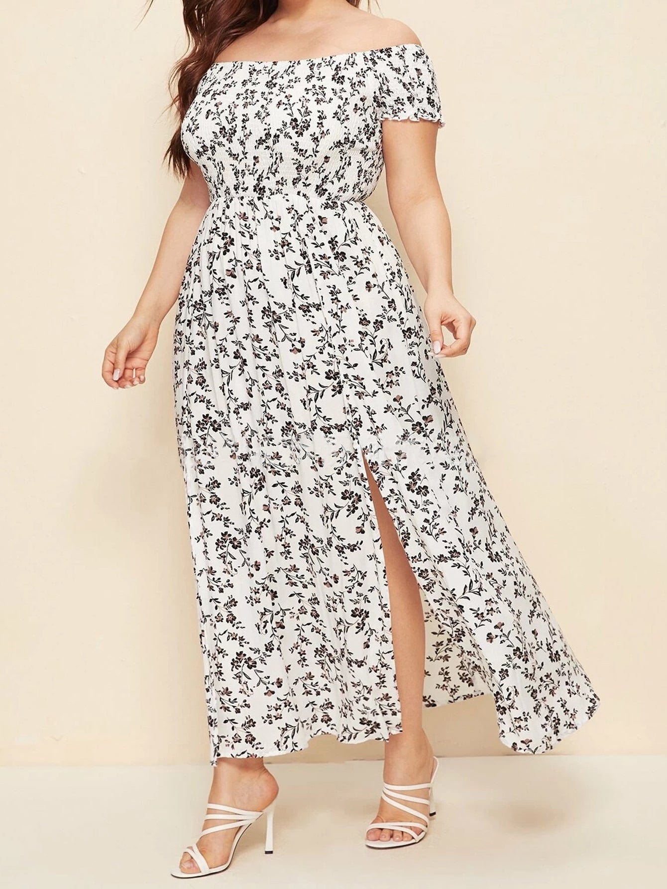 Plus Size Off Floral Maxi Dress