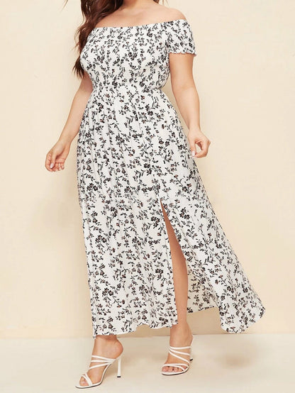 Plus Size Off Floral Maxi Dress