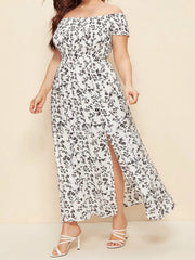 Plus Size Off Floral Maxi Dress