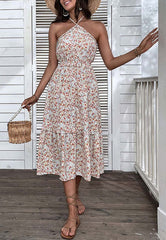Halter Tie-Back Floral Dress