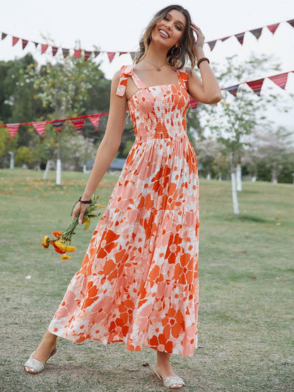 Mixed Checker Soft Ruffle Dress