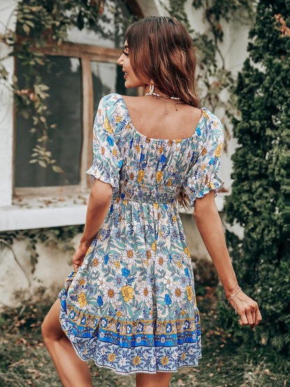 Smocked Puff Sleeve Dress