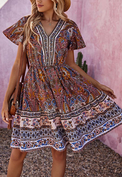 Multicolor Printed Boho Dress