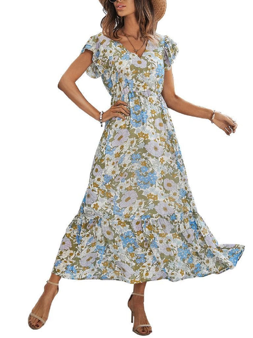 Flutter Floral Print Dress
