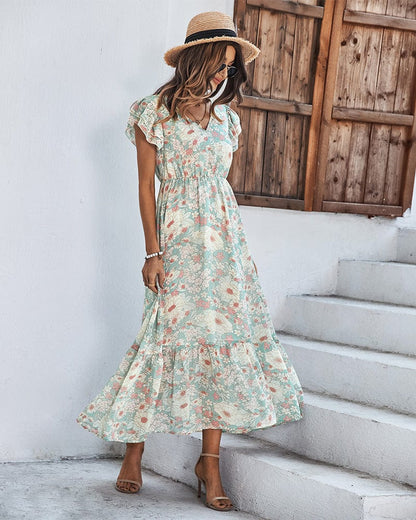 Flutter Floral Print Dress