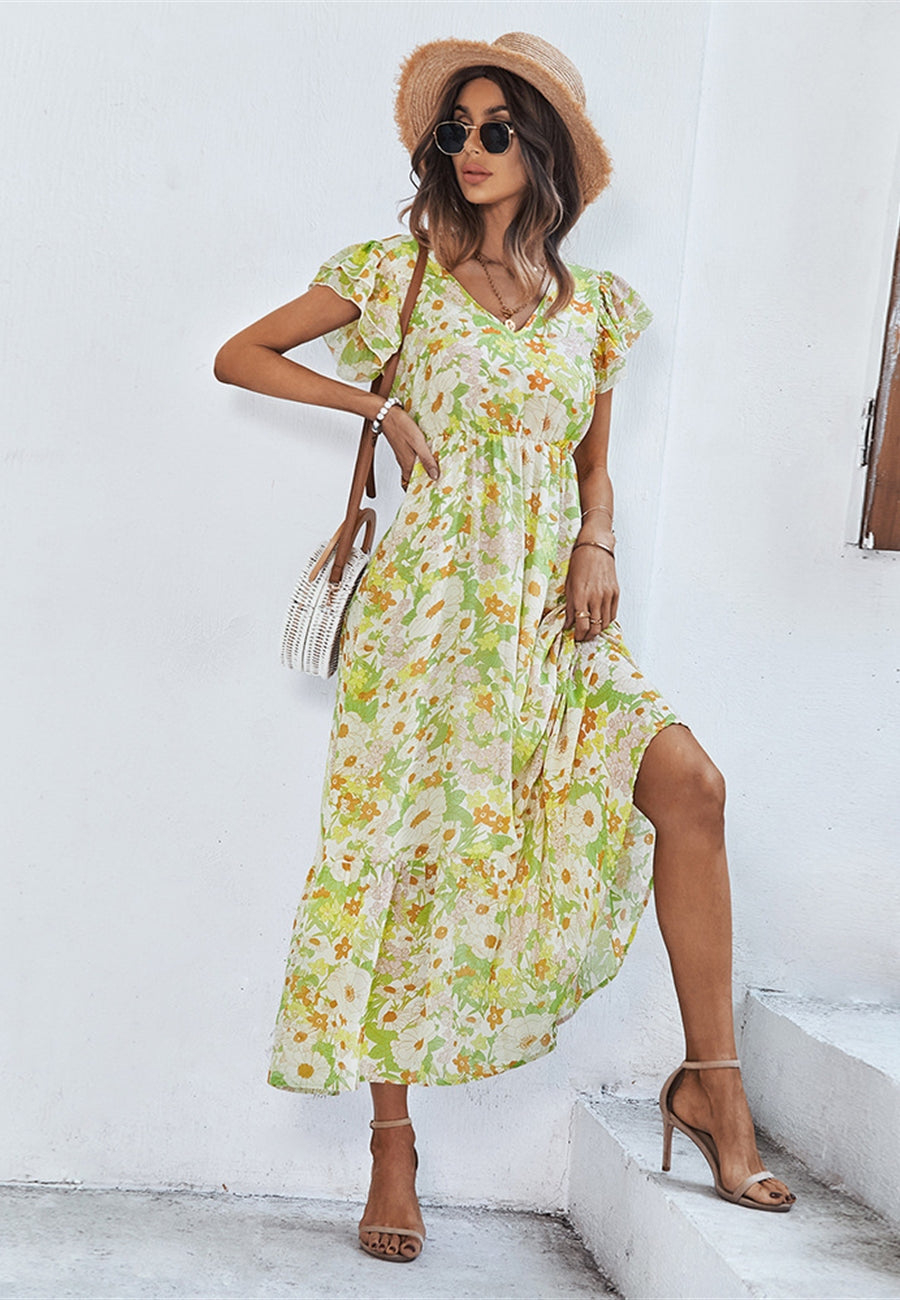 Flutter Floral Print Dress