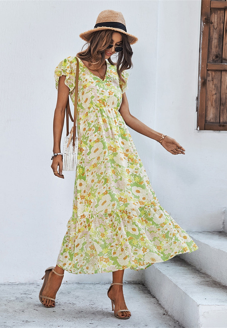 Flutter Floral Print Dress