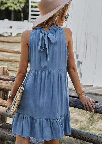 Halter Ruffle Neck Dress