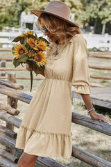 Lace Clip Dot Neck Dress