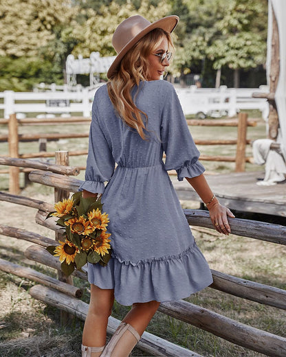 Lace Clip Dot Neck Dress