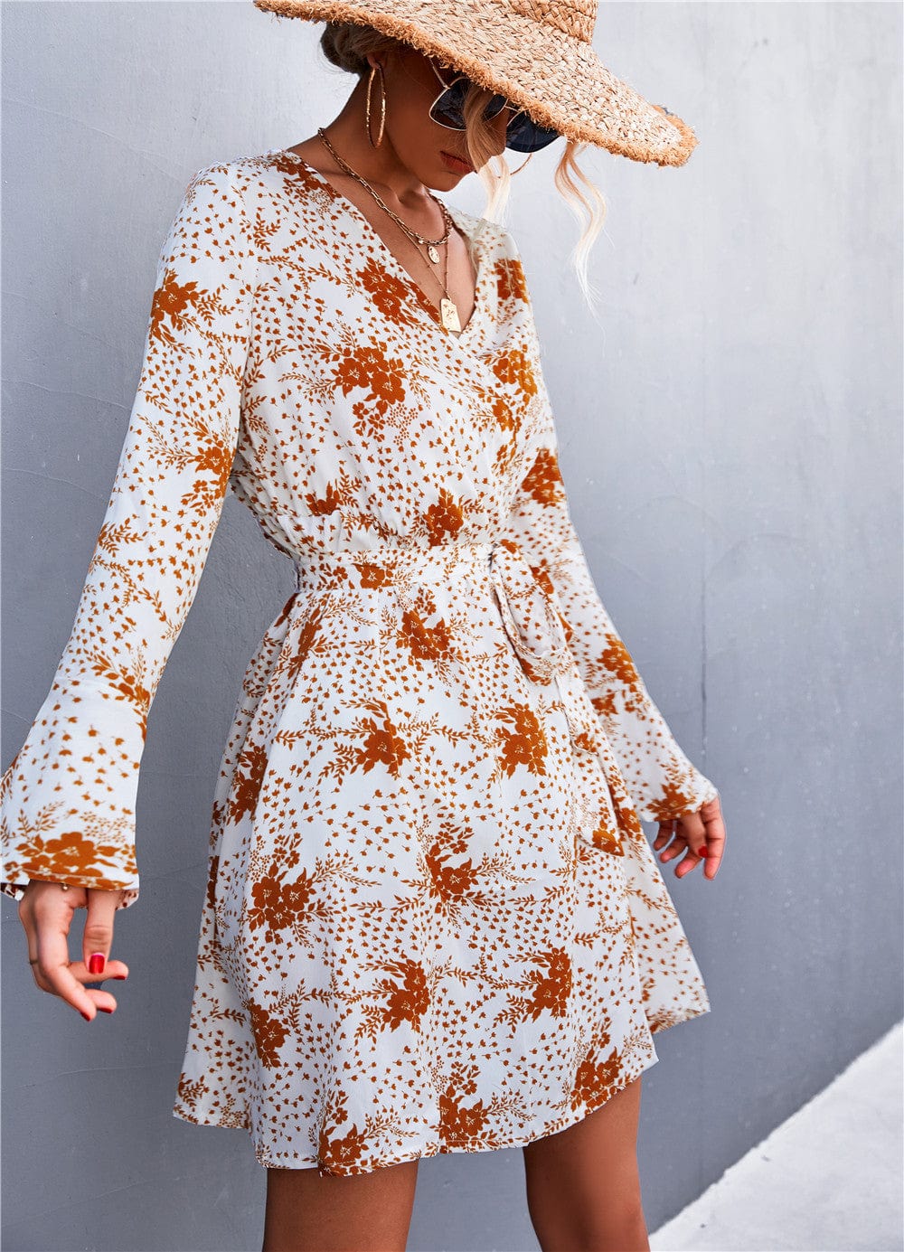 Floral Print Sleeve Dress