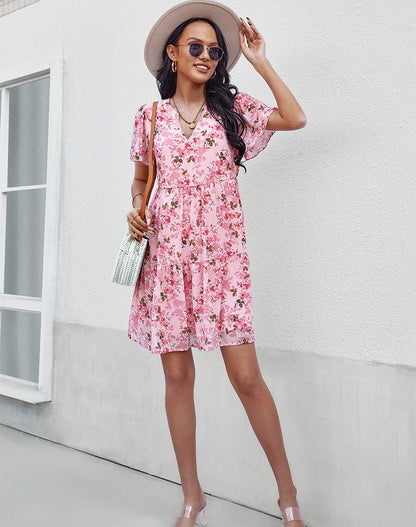 Floral Round Neck Dress