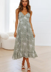 V Neck Floral Print Dress