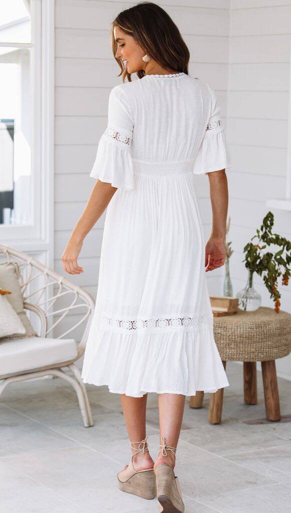 Plunge Neck Lace Dress
